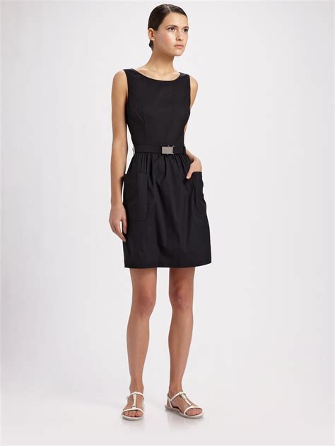 prada wedding|Prada sleeveless belted black dress.